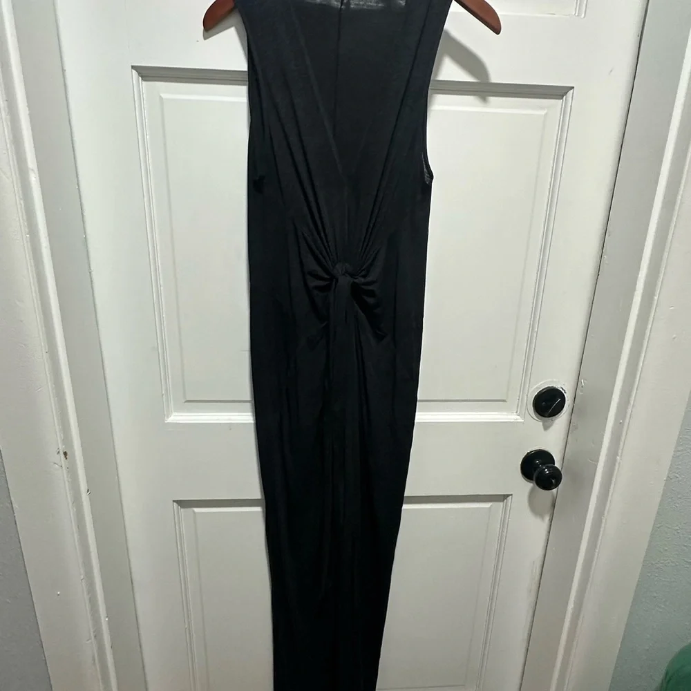 All Saints Sheer Black/Gray Elke V-Neck Slit Maxi Dress Size Large - Picture 2 of 6